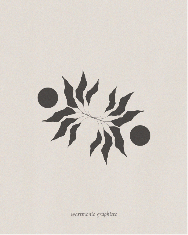 Illustration feuilles et soleil, nature et artistique